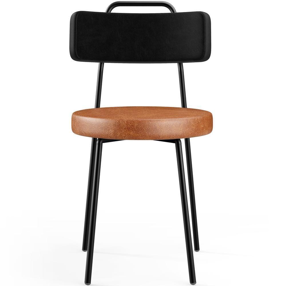 Kit 06 Cadeiras Decorativas Estofada Para Sala Jantar Barcelona L02 Couríssimo Preto Camel - Lyam - 3