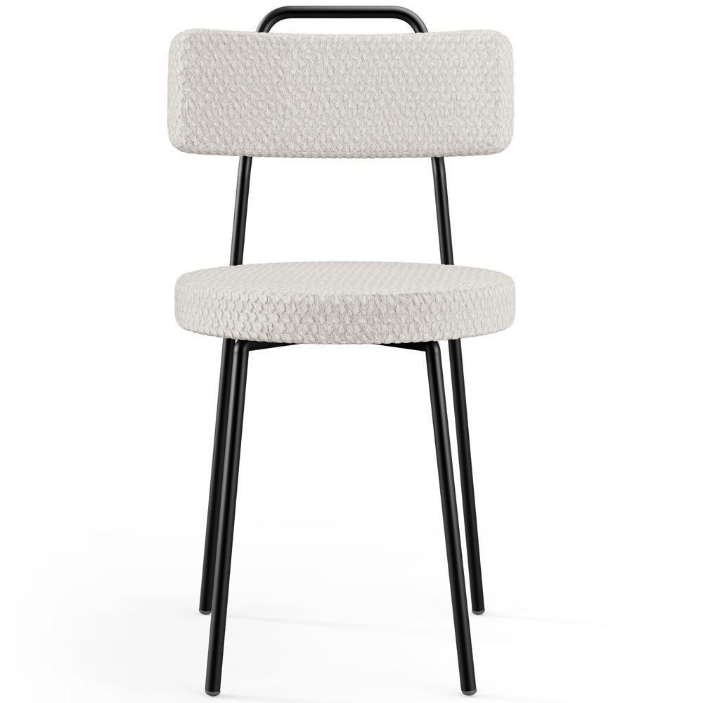 Kit 04 Cadeiras Decorativas Estofada Para Sala De Jantar Barcelona L02 Bouclê Cru - Lyam Decor - 2