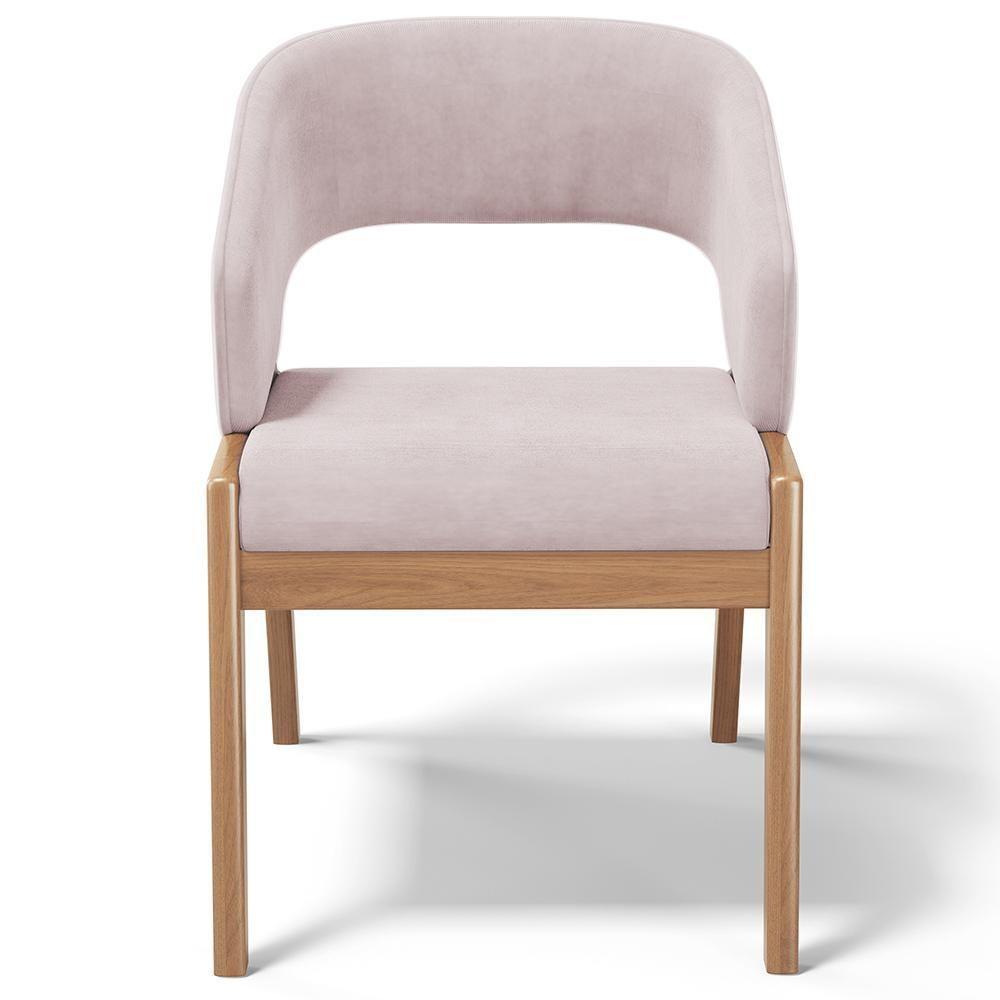 Kit 06 Cadeiras De Jantar E Estar Living Estofada Lince L02 Suede Rosê - Lyam Decor - 2