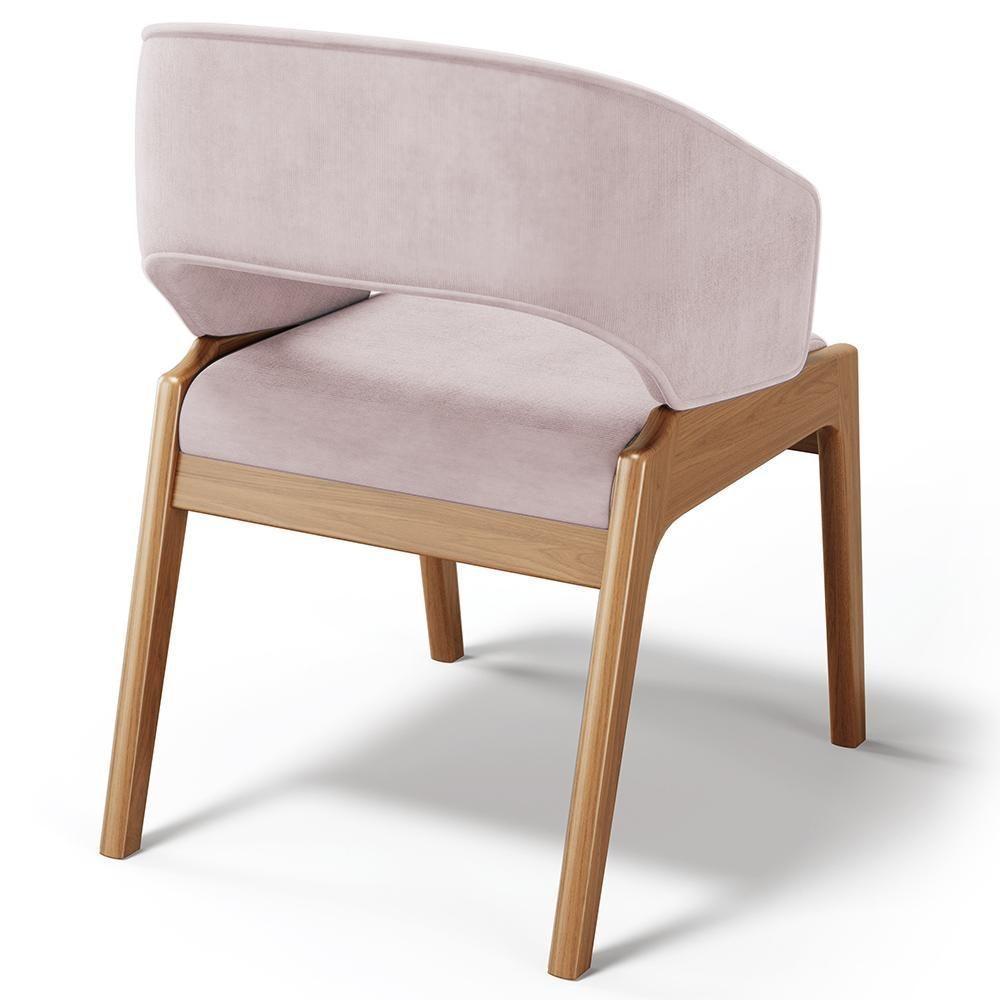 Kit 06 Cadeiras De Jantar E Estar Living Estofada Lince L02 Suede Rosê - Lyam Decor - 3