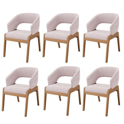 Kit 06 Cadeiras De Jantar E Estar Living Estofada Lince L02 Suede Rosê - Lyam Decor