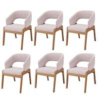 Kit 06 Cadeiras De Jantar E Estar Living Estofada Lince L02 Suede Rosê - Lyam Decor - 1