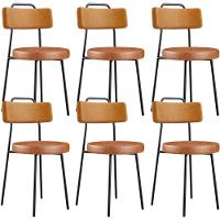 Kit 06 Cadeiras Decorativas Estofada Para Sala Jantar Barcelona L02 Couríssimo Whisky Camel - Lyam - 1