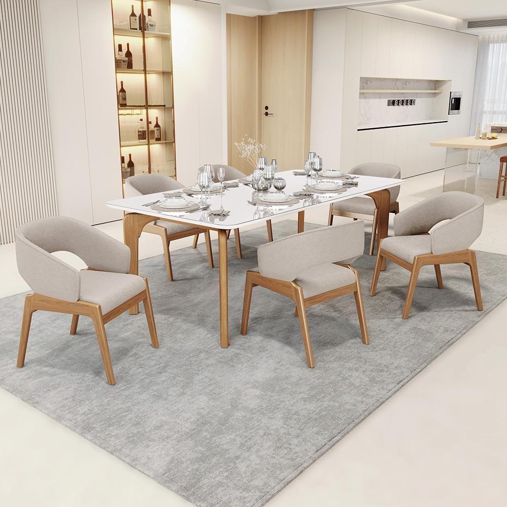 Kit 04 Cadeiras De Jantar E Estar Living Estofada Lince L02 Bouclê Bege - Lyam Decor - 5