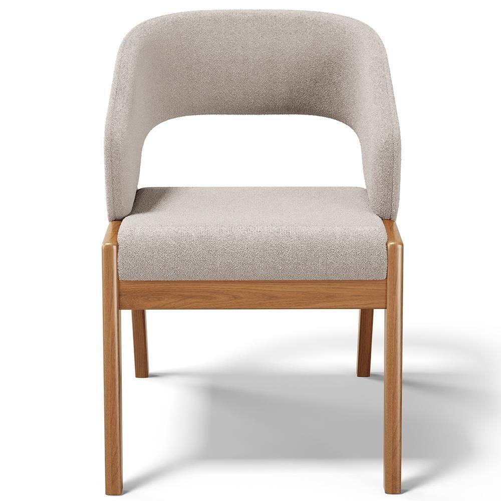 Kit 04 Cadeiras De Jantar E Estar Living Estofada Lince L02 Bouclê Bege - Lyam Decor - 7