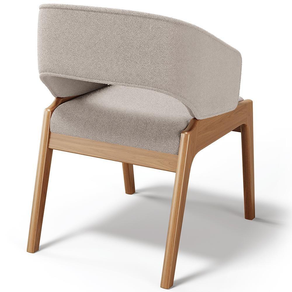 Kit 04 Cadeiras De Jantar E Estar Living Estofada Lince L02 Bouclê Bege - Lyam Decor - 8