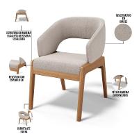 Kit 04 Cadeiras De Jantar E Estar Living Estofada Lince L02 Bouclê Bege - Lyam Decor - 2