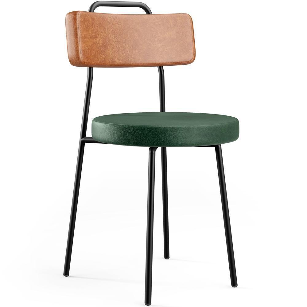 Kit 04 Cadeiras Decorativas Estofada Sala Jantar Barcelona L02 Couríssimo Camel Facto Verde - Lyam - 6