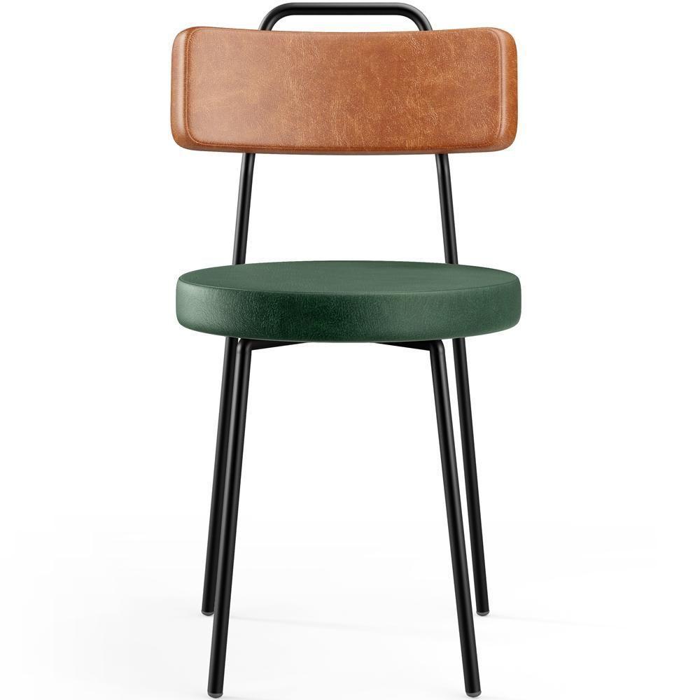 Kit 04 Cadeiras Decorativas Estofada Sala Jantar Barcelona L02 Couríssimo Camel Facto Verde - Lyam - 7