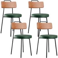 Kit 04 Cadeiras Decorativas Estofada Sala Jantar Barcelona L02 Couríssimo Camel Facto Verde - Lyam - 1