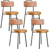 Kit 04 Cadeiras Decorativas Estofada Para Sala Jantar Barcelona L02 Couríssimo Camel Whisky - Lyam - 1