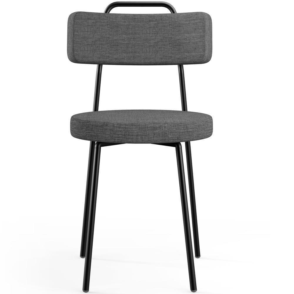 Kit 04 Cadeiras Decorativas Estofada Sala De Jantar Barcelona L02 Linho Cinza Escuro - Lyam Decor - 4