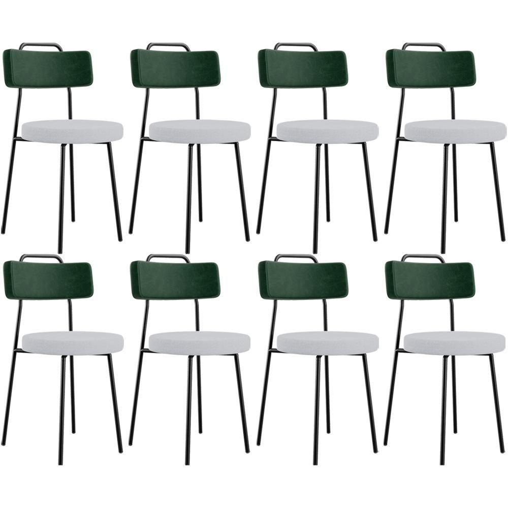Kit 08 Cadeiras Decorativa Estofada Sala Jantar Barcelona L02 Facto Verde Musgo Linho Cinza - Lyam - 1