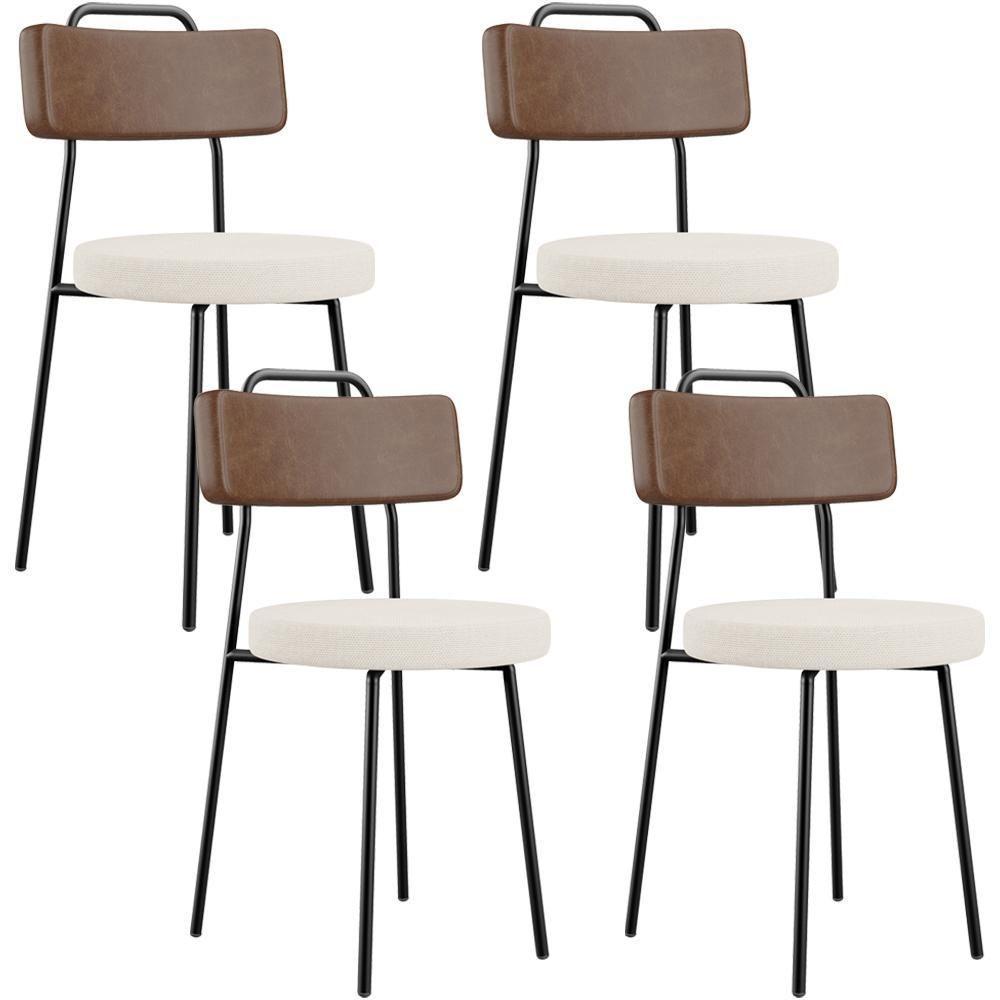 Kit 04 Cadeiras Decorativas Estofada Sala Jantar Barcelona L02 Couríssimo Marrom Linho Cru - Lyam - 1