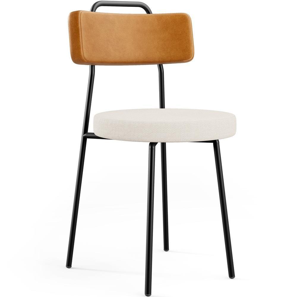 Kit 08 Cadeiras Decorativa Estofada Sala De Jantar Barcelona L02 Couríssimo Whisky Linho Cru - Lyam - 6