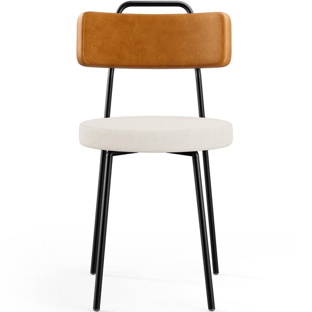 Kit 08 Cadeiras Decorativa Estofada Sala De Jantar Barcelona L02 Couríssimo Whisky Linho Cru - Lyam - 7