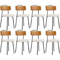 Kit 08 Cadeiras Decorativa Estofada Sala De Jantar Barcelona L02 Couríssimo Whisky Linho Cru - Lyam - 1