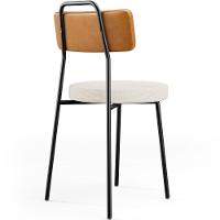 Kit 08 Cadeiras Decorativa Estofada Sala De Jantar Barcelona L02 Couríssimo Whisky Linho Cru - Lyam