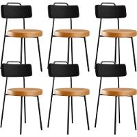 Kit 06 Cadeiras Decorativas Estofada Para Sala Jantar Barcelona L02 Couríssimo Preto Whisky - Lyam - 1