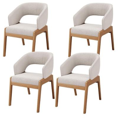 Kit 04 Cadeiras De Jantar E Estar Living Estofada Lince L02 Bouclê Cru - Lyam Decor