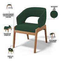 Kit 05 Cadeiras De Jantar E Estar Living Estofada Lince L02 Suede Verde Musgo - Lyam Decor - 5