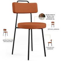 Kit 06 Cadeiras Decorativas Estofada Para Sala De Jantar Barcelona L02 Tecido Terracota - Lyam Decor - 2
