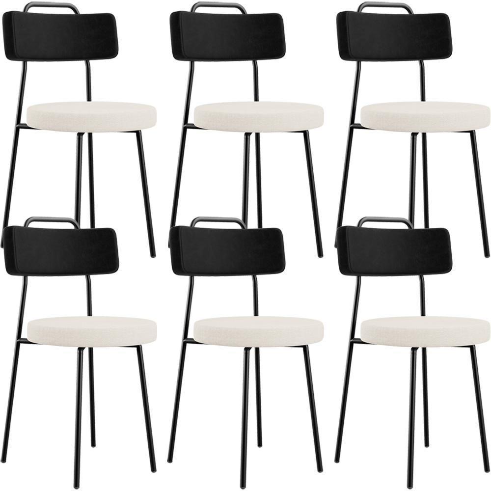 Kit 06 Cadeiras Decorativa Estofada Sala De Jantar Barcelona L02 Couríssimo Preto Linho Cru - Lyam - 1