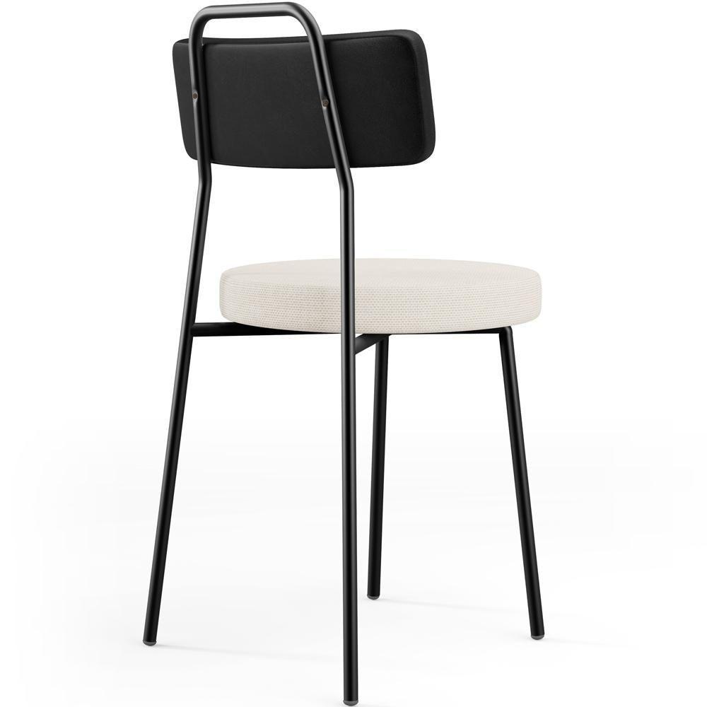 Kit 06 Cadeiras Decorativa Estofada Sala De Jantar Barcelona L02 Couríssimo Preto Linho Cru - Lyam - 3