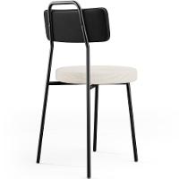 Kit 06 Cadeiras Decorativa Estofada Sala De Jantar Barcelona L02 Couríssimo Preto Linho Cru - Lyam - 3