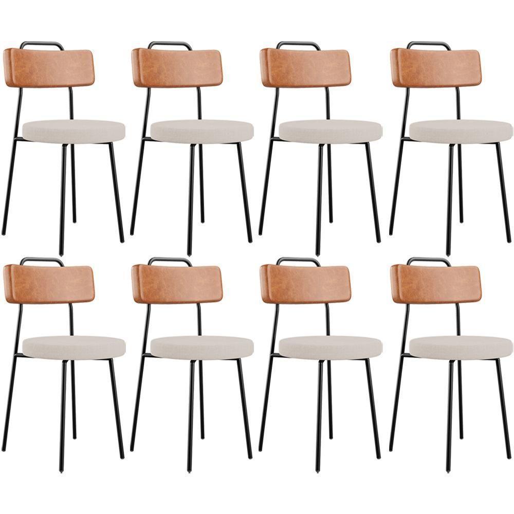 Kit 08 Cadeiras Decorativas Estofada Sala Jantar Barcelona L02 Couríssimo Camel Linho Bege - Lyam - 1