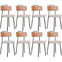 Kit 08 Cadeiras Decorativas Estofada Sala Jantar Barcelona L02 Couríssimo Camel Linho Bege - Lyam - 1