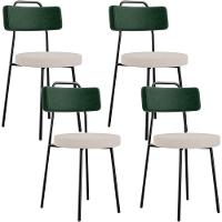 Kit 04 Cadeiras Decorativa Estofada Sala Jantar Barcelona L02 Facto Verde Musgo Linho Bege - Lyam - 1