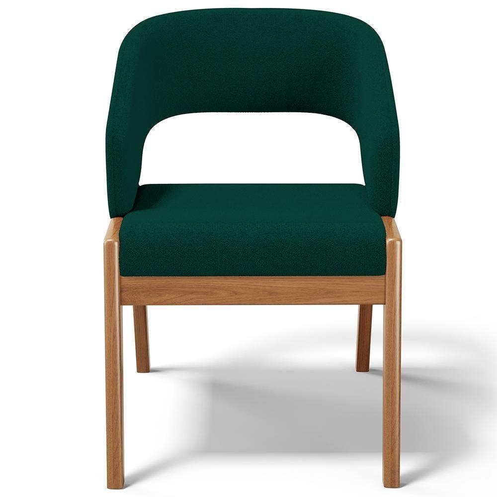 Kit 04 Cadeiras De Jantar E Estar Living Estofada Lince L02 Bouclê Verde - Lyam Decor - 7