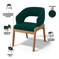 Kit 04 Cadeiras De Jantar E Estar Living Estofada Lince L02 Bouclê Verde - Lyam Decor