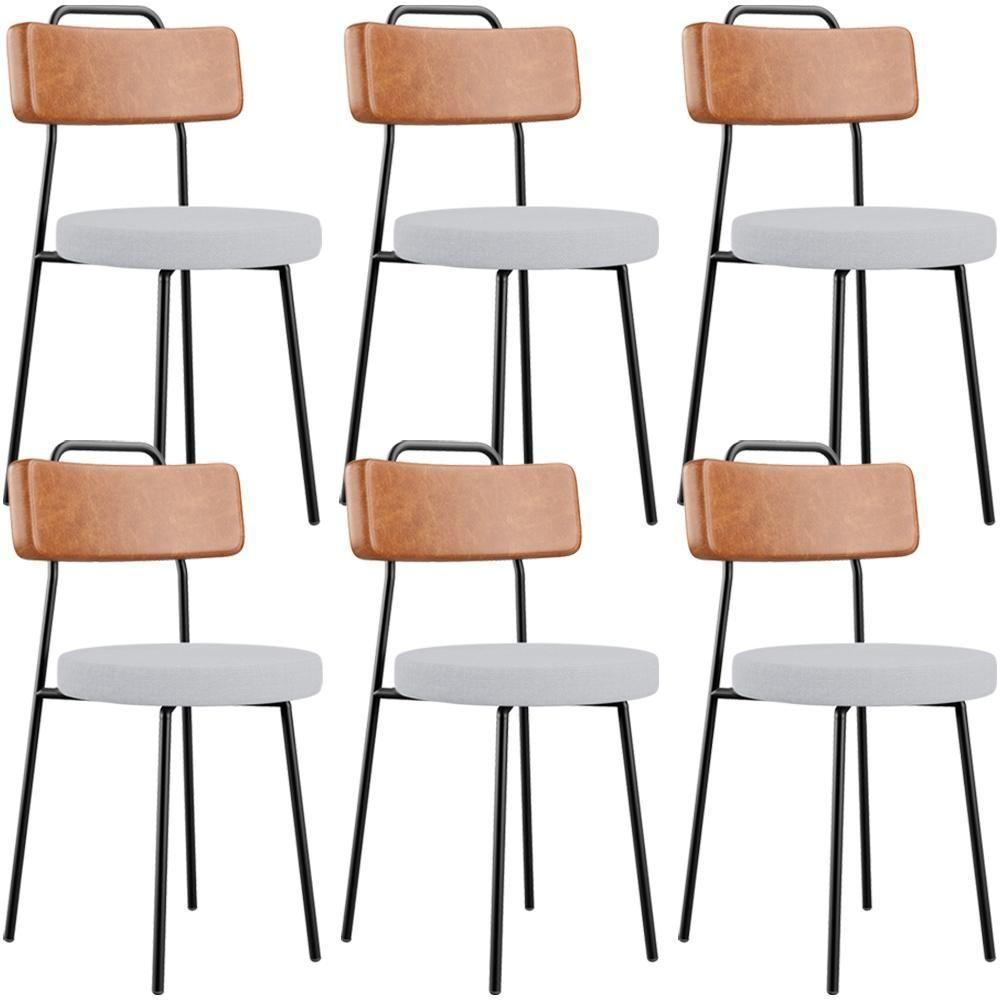 Kit 06 Cadeiras Decorativas Estofada Sala Jantar Barcelona L02 Couríssimo Camel Linho Cinza - Lyam - 1