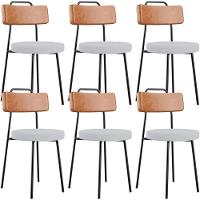 Kit 06 Cadeiras Decorativas Estofada Sala Jantar Barcelona L02 Couríssimo Camel Linho Cinza - Lyam - 1