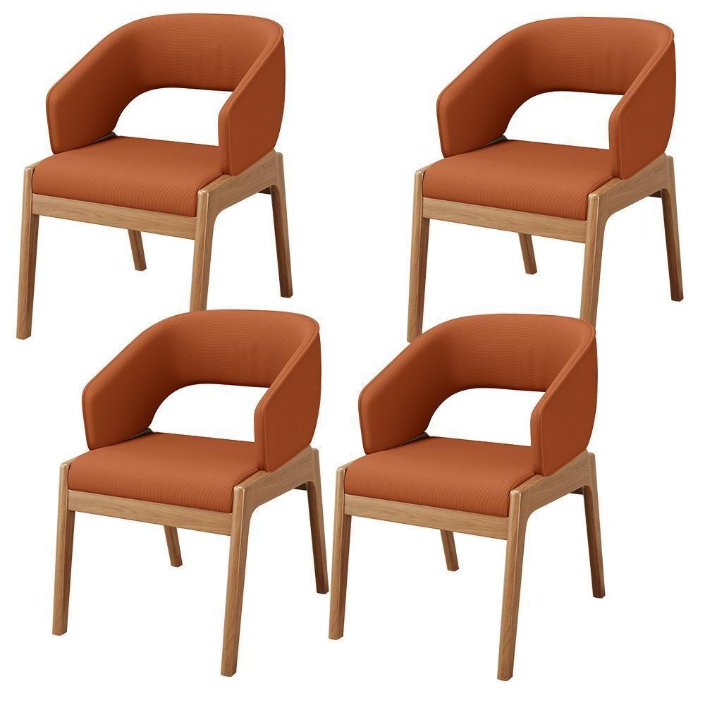 Kit 04 Cadeiras De Jantar E Estar Living Estofada Lince L02 Tecido Terracota - Lyam Decor - 1