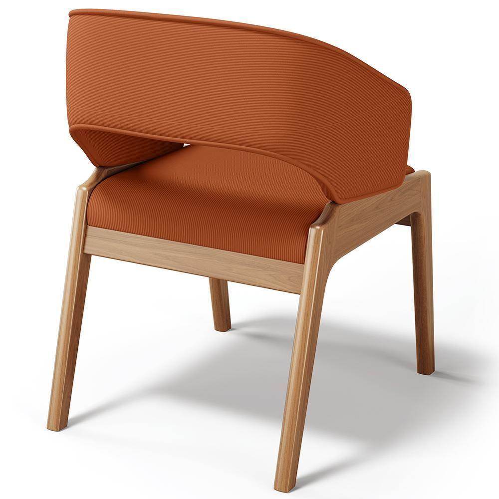 Kit 04 Cadeiras De Jantar E Estar Living Estofada Lince L02 Tecido Terracota - Lyam Decor - 4