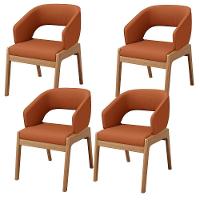 Kit 04 Cadeiras De Jantar E Estar Living Estofada Lince L02 Tecido Terracota - Lyam Decor - 1