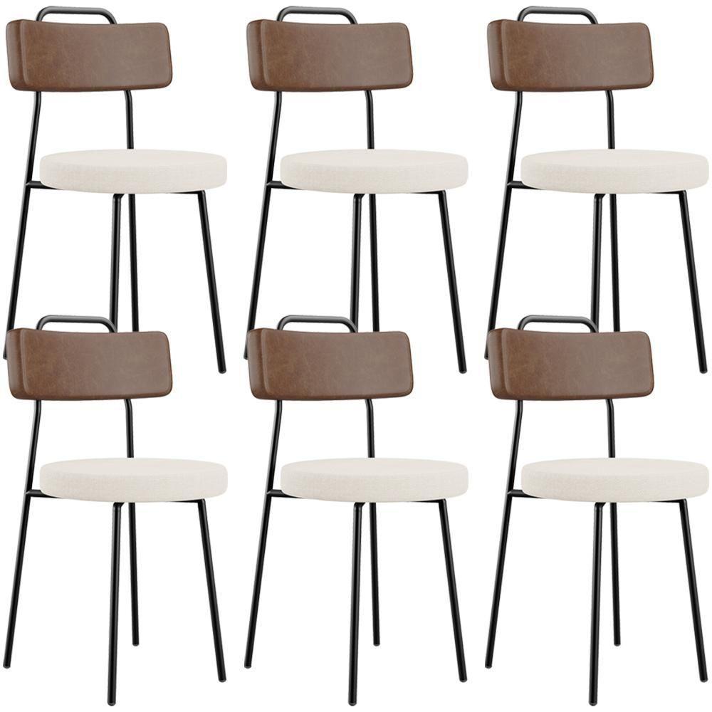 Kit 06 Cadeiras Decorativas Estofada Sala Jantar Barcelona L02 Couríssimo Marrom Linho Cru - Lyam - 1