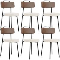 Kit 06 Cadeiras Decorativas Estofada Sala Jantar Barcelona L02 Couríssimo Marrom Linho Cru - Lyam - 1