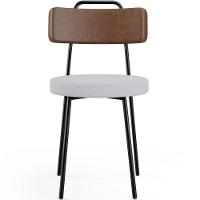 Kit 04 Cadeiras Estofada Para Sala De Jantar Barcelona L02 Couríssimo Marrom Linho Cinza - Lyam - 6