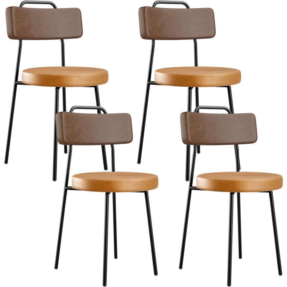 Kit 04 Cadeiras Decorativas Estofada Para Sala Jantar Barcelona L02 Couríssimo Marrom Whisky - Lyam - 1