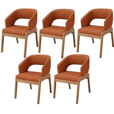 Kit 05 Cadeiras De Jantar E Estar Living Estofada Lince L02 Tecido Terracota - Lyam Decor