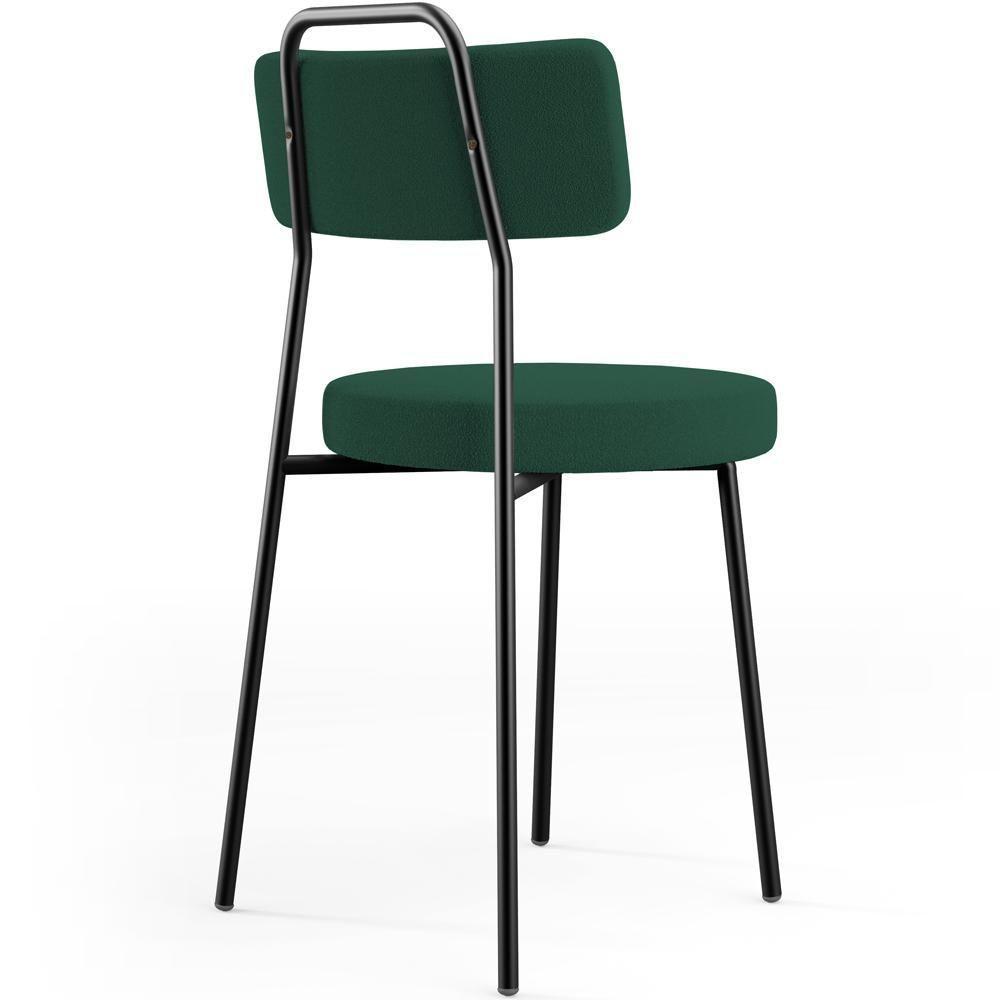 Kit 04 Cadeiras Decorativas Estofada Para Sala De Jantar Barcelona L02 Bouclê Verde - Lyam Decor - 2