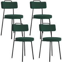 Kit 04 Cadeiras Decorativas Estofada Para Sala De Jantar Barcelona L02 Bouclê Verde - Lyam Decor - 1