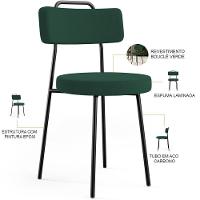 Kit 04 Cadeiras Decorativas Estofada Para Sala De Jantar Barcelona L02 Bouclê Verde - Lyam Decor - 8