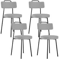 Kit 04 Cadeiras Decorativas Estofada Para Sala De Jantar Barcelona L02 Facto Cinza - Lyam Decor - 1