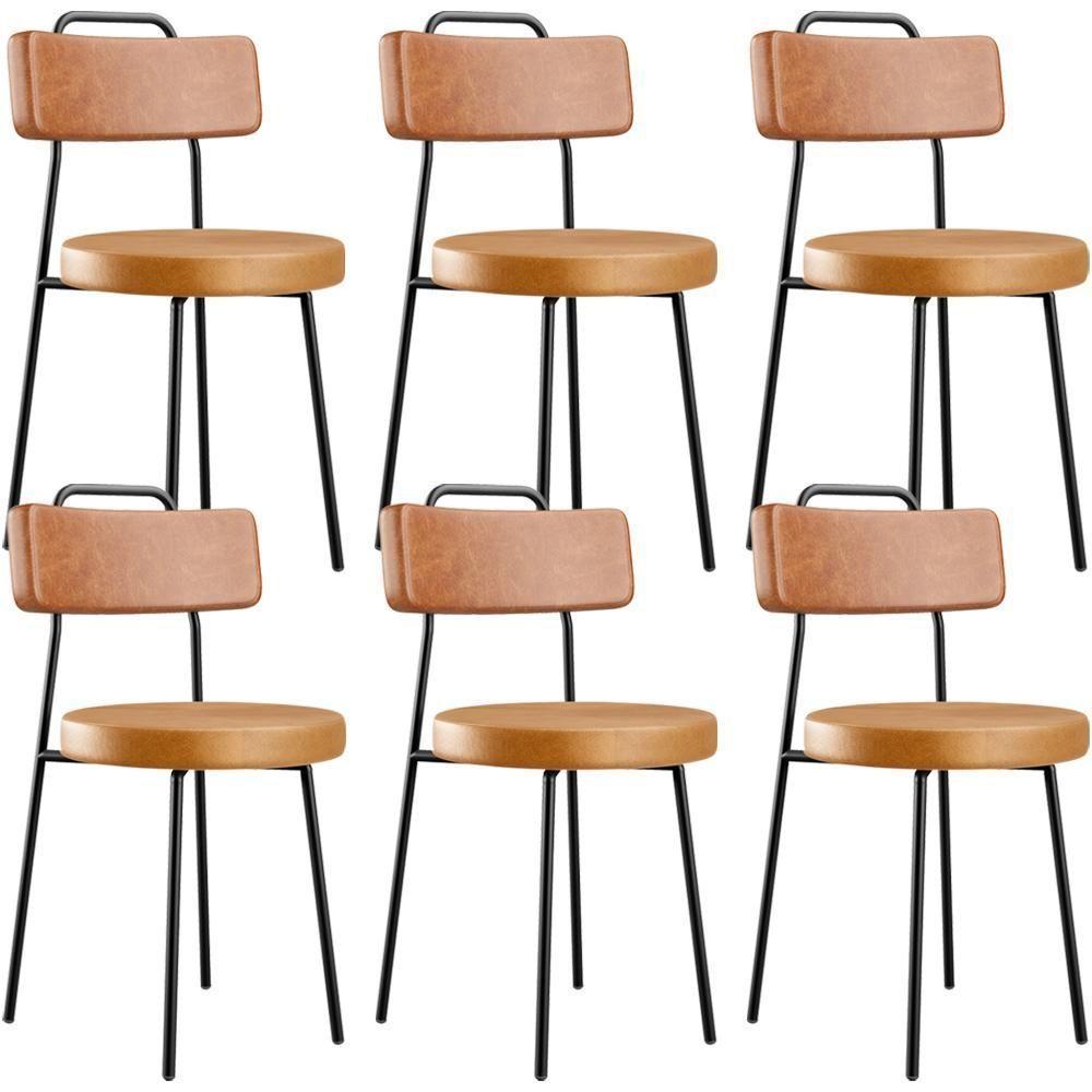 Kit 06 Cadeiras Decorativas Estofada Para Sala Jantar Barcelona L02 Couríssimo Camel Whisky - Lyam - 1