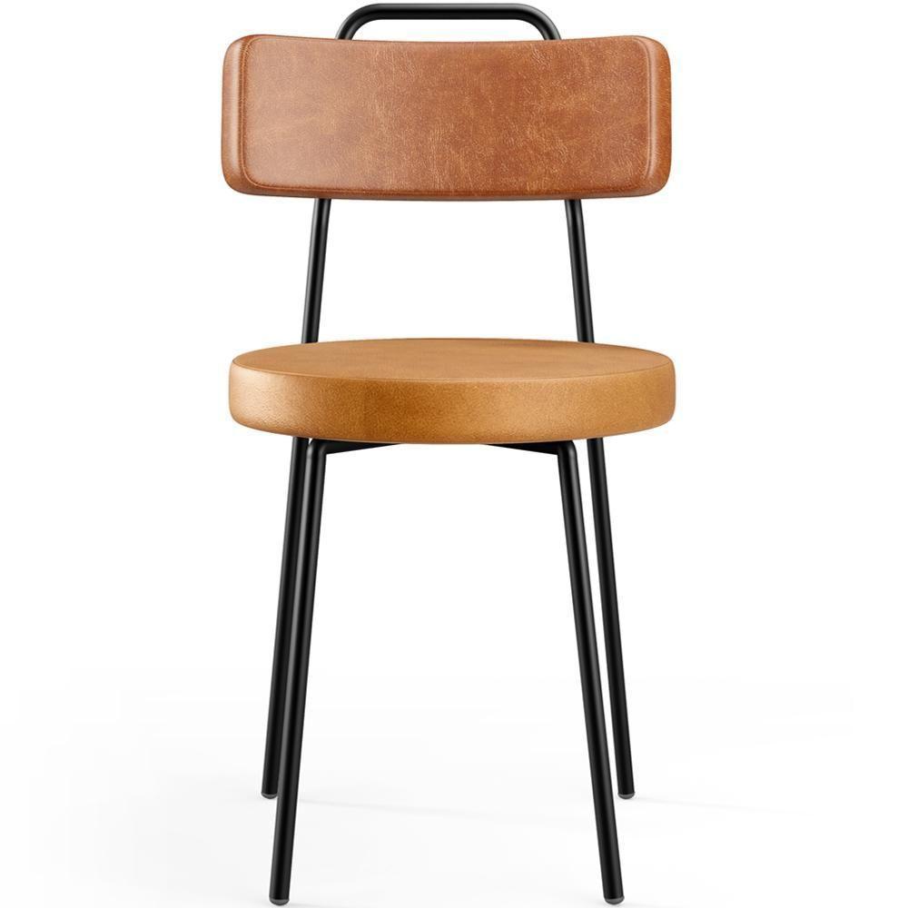 Kit 06 Cadeiras Decorativas Estofada Para Sala Jantar Barcelona L02 Couríssimo Camel Whisky - Lyam - 2